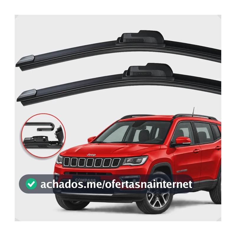 Kit 2 Palheta Limpador Parabrisa Silicone Compass 16 A 2024 Preto