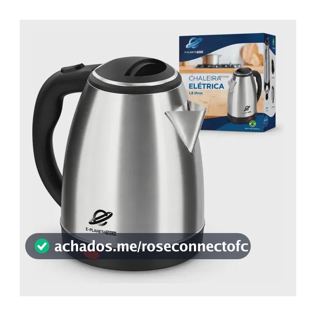 Chaleira Elétrica De Aço Inox PlanetaTech 1200w 1,8 Litros com Desligamento Automático e Base Giratória
