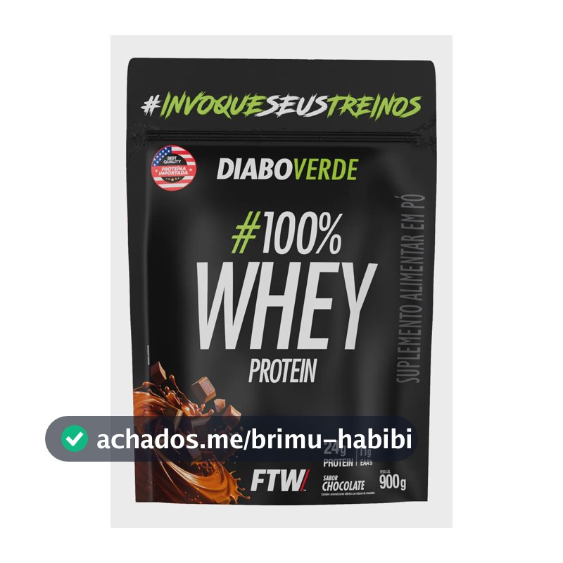 Suplemento Em Pó 100% Whey Protein Diabo Verde Sabor Chocolate Refil 900g FTW