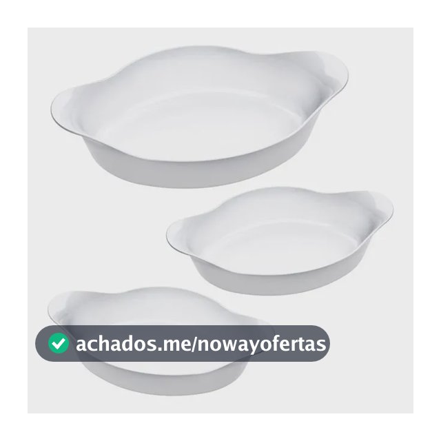 Marinex Conjunto de Assadeiras Oval Opaline 3 Peças Branco