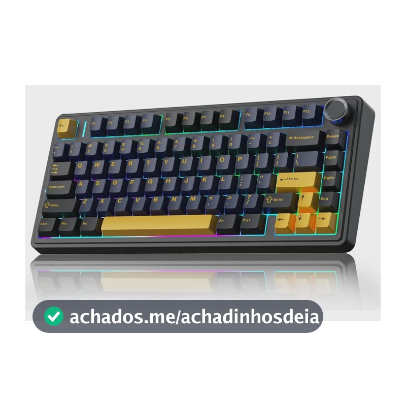 Teclado Mecânico Aula F75 RGB, Sem Fio, Bluetooth, Wireless 2.4ghz, Tri-Mode. Switch Leobog