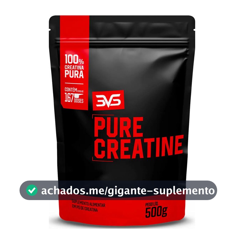 CREATINA MONOHIDRATADA 500g - 100% Pura - 3VS Nutrition