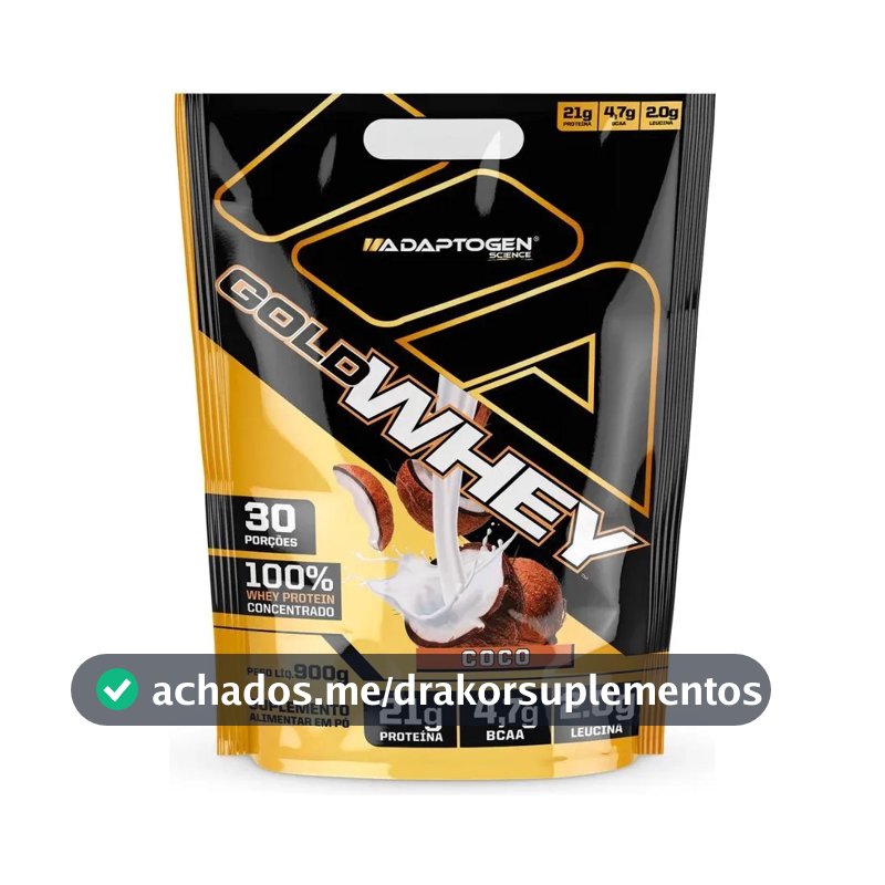 Whey Protein Gold Whey Sabor Coco Refil 900g Adaptogen