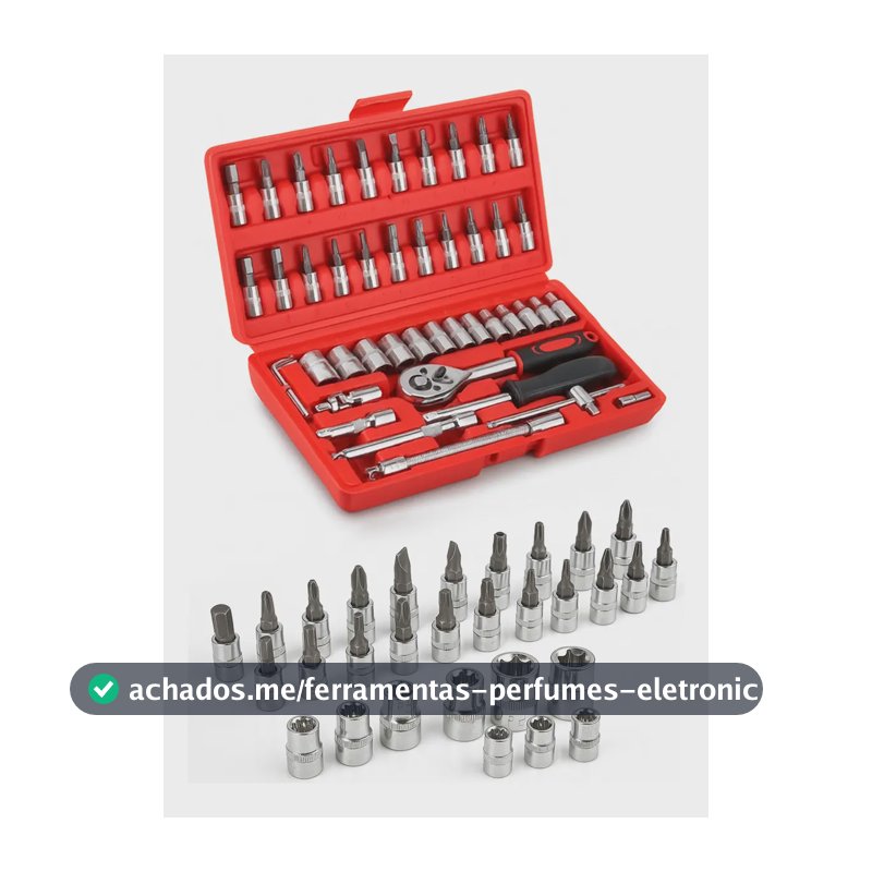 KIT CHAVE CATRACA 46 PECAS SOQUETES SEXTAVADAS CROMO VANADIO MALETA