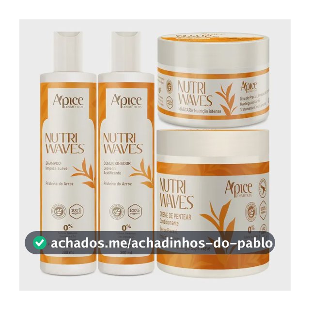 Kit Nutrição Capilar Ápice Nutri Waves com Shampoo, Condicionador, Máscara e Creme de Pentear