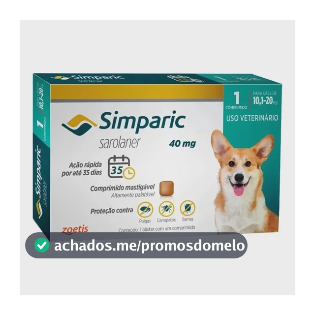 Zoetis Simparic 40mg 1 Comprimido Cão Antipulgas