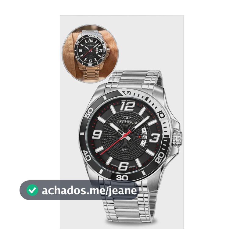 Relógio Technos Masculino Analógico Prata Aço Inox Original Prateado Preto