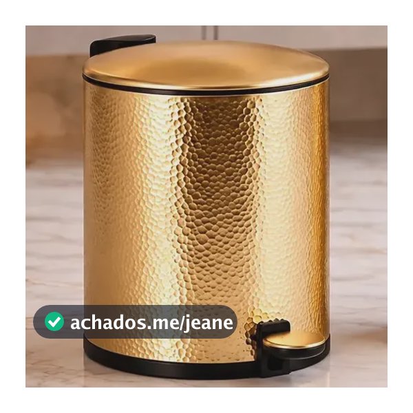 Kit Banheiro GoldenX Lixeira Dourada Deluxe 5L Dourado Aço Inox 304 com Escova Sanitária Pedal Soft Close Fechamento Suave Anti Odor Balde Interno Removível