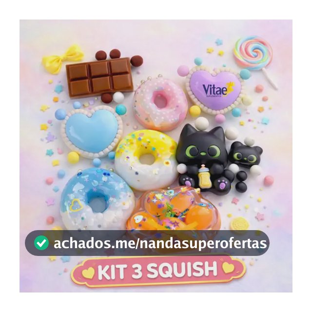 Kit 3 Taba Squishy Alívio Estresse Apertar Anti-stress Kawaii Tiktok De Apertar Gatinho, Chocolate, Donuts, Coração Sortidos Vitae S