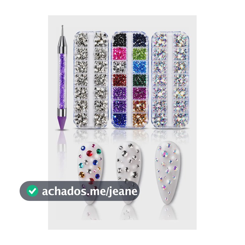 Kit 3 Estojo Strass Furta Cor Prata Colorido + Caneta Strass Colorido