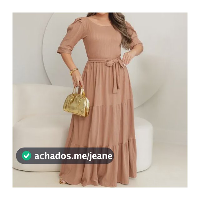 Vestido Feminino Longo Evangélico Luxo Elegante No Canelado