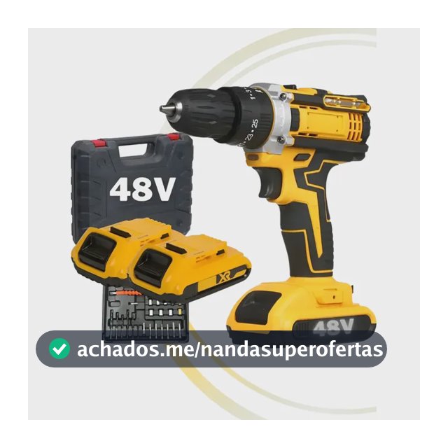 Parafusadeira Furadeira 48v Profissional 2 Baterias Sem Fio Amarelo 127/220v