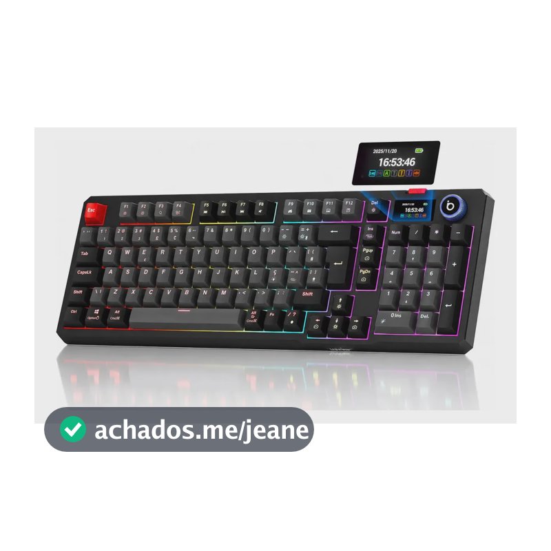 Teclado Mecânico Sem Fio Com Tela, Tri-Mode Bt5.0/2.4 G/Usb-C, Rgb Teclado Gamer Hot Swap Com Personalizável E Anti Ghosting, Teclado Switch Vermelho Wireless Para Jogos/Pc/Mac/Linux, Cinza Escuro
