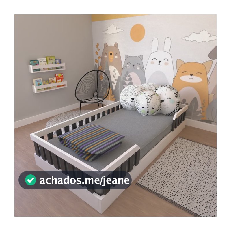 Cama Infantil Montessoriana Solteiro Cori Yescasa Wt Branco/preto