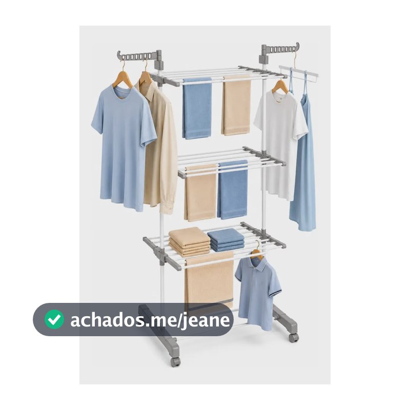 Varal De Chão Grande Roupas 3 Andares Dobrável Vertical Com Rodinhas Para Apartamento Casa Cnc Do Brasil