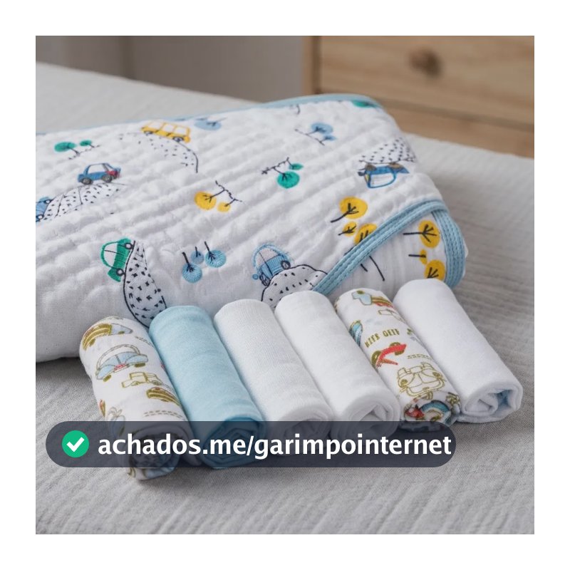 Kit Pano De Boca + Toalha De Banho Tecido De Fralda Premium Menino