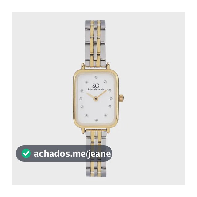 Relógio Prata Dourado Sg Square Madison Diamond Bicolor Gold Preto