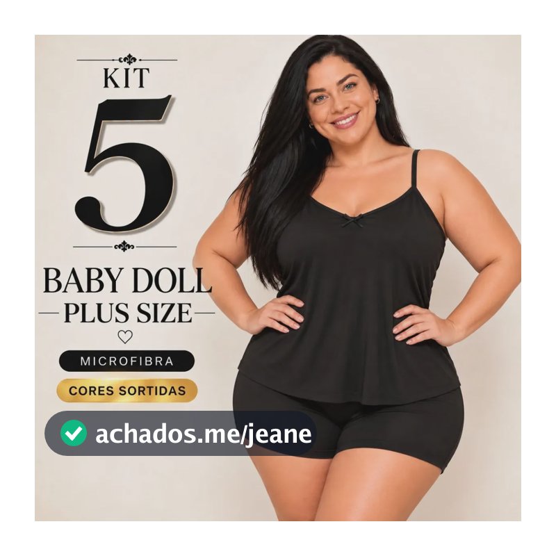 Kit 5 Baby Doll Plus Size Microfibra Pijama Feminino Verão Sortidos Lisos Exgg