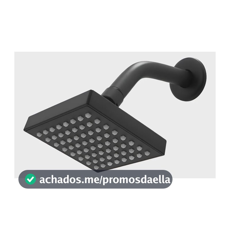 Ducha Quadrada Chuveiro Articulável Solar Gás Preto Fosco Cinza-escuro