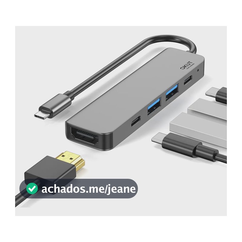 Okut Hub Usb-c Tipo C Dock Thunderbolt Hdmi 4k Usb 3.0 Cinza