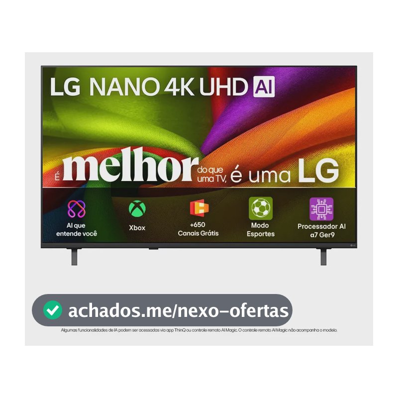 Smart TV 4K 65" LG NANO UHD AI NU850 2026 Processador α7 Ger9 HDR10 Xbox Bluetooth Wi-Fi AI Search Google Gemini webOS 26 - 65NU850BPSA