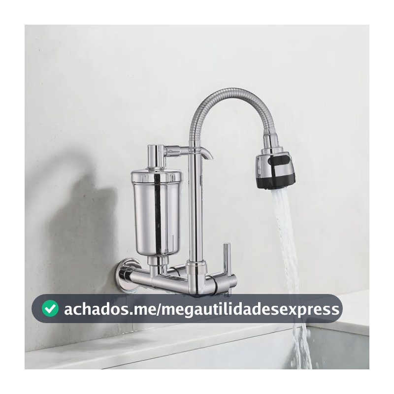 Torneira De Parede Com Filtro Para Cozinha Flexível Parede Prateado Parede