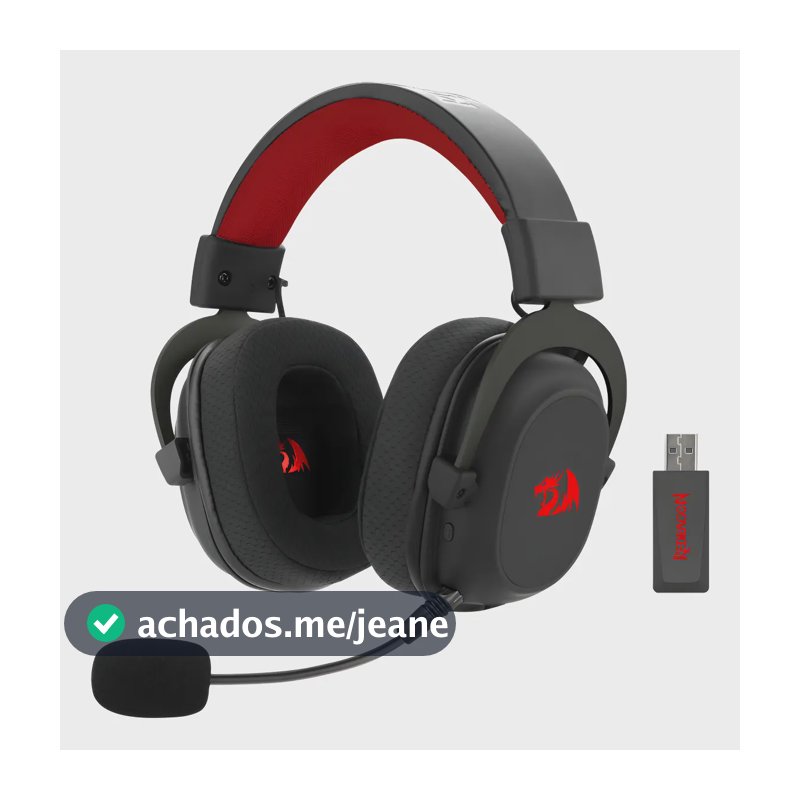 Headset Gamer Redragon H510-pro Zeus Rgb Wireless 7.1 53mm P Preto