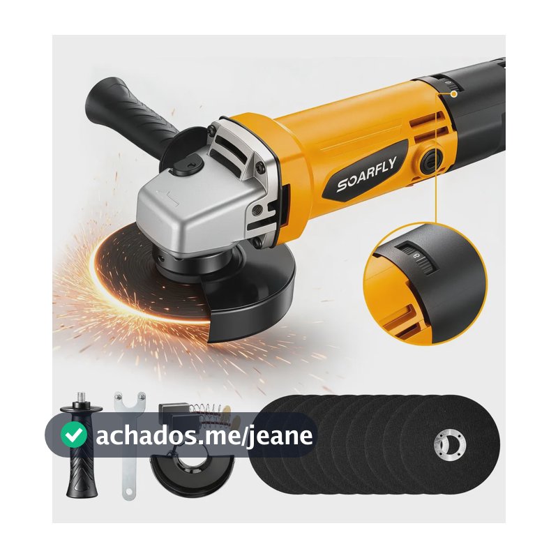 Esmerilhadeira Angular Lixadeira 115mm Controle 6 Velocidade Amarelo 220v 50hz/60hz