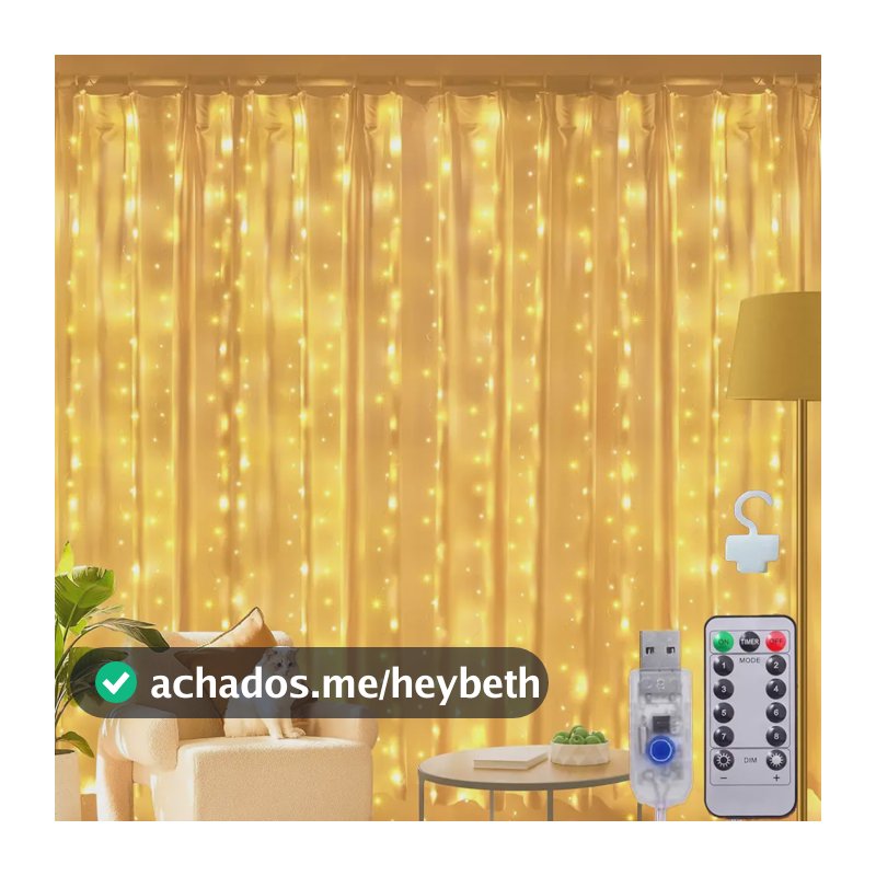 33m Cortina De Luz 300 Pisca Pisca Led Decoração De Natal Amarelo 110v/220v