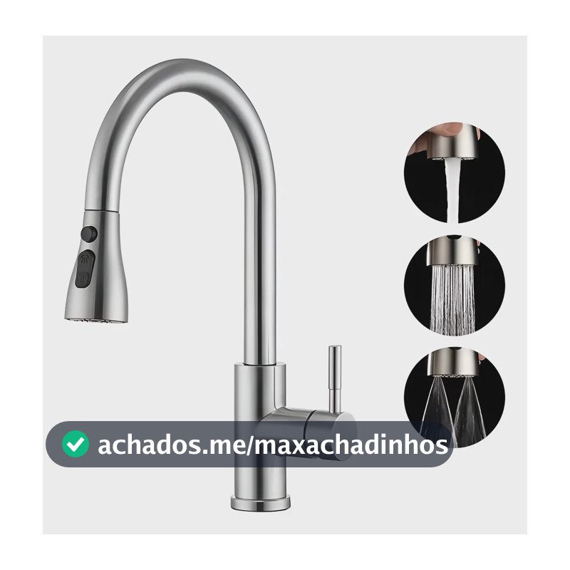 Torneira Gourmet Monocomando Pia Cozinha Bancada Flexivel 3 Prateado Escovado