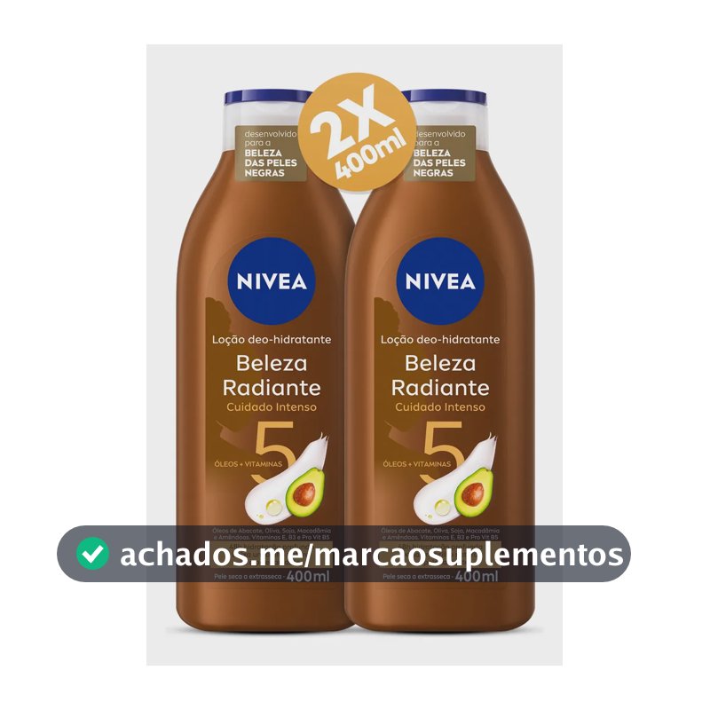 Kit Loção Deo Hidratante Beleza Radiante Cuidado Intenso 2 undiades com 400ml cada Nivea