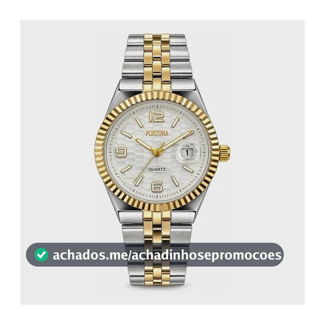 Relógio De Pulso Masculino Fortuna Old Money Minimalista Prata Dourado Cx Branca