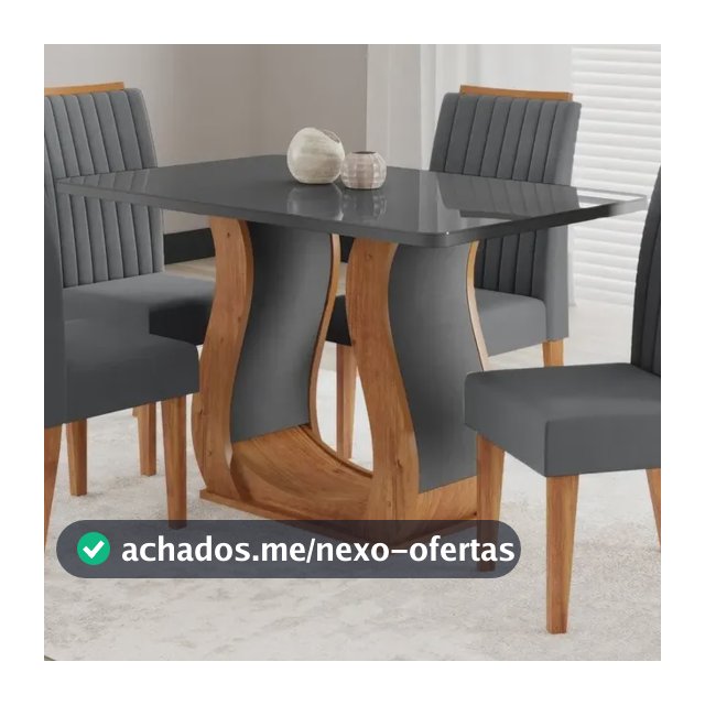Mesa De Jantar 120x80cm Tampo Com Vidro 4 Cadeiras Fh Mel/cinza