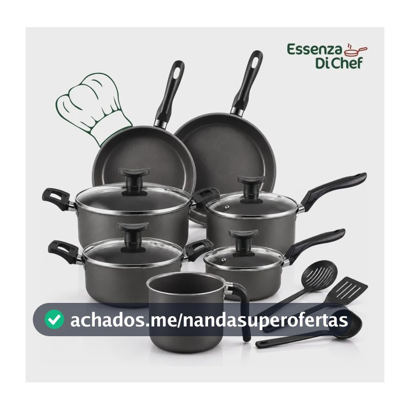 Conjunto Panelas Antiaderente 10 Peças Teflon Várias Cores Preto