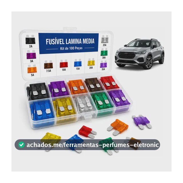 Kit Fusível Automotivo Lâmina Média 100 Peças 2a A 35a Carro 1v
