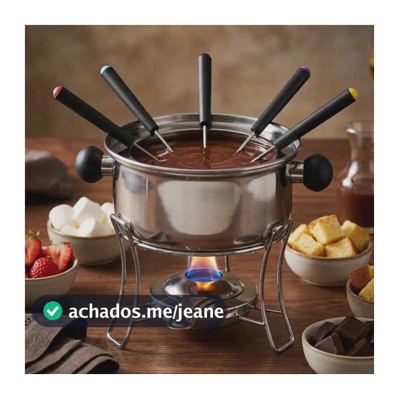 Kit Fondue Jogo De Panela Para Fondue 6 Pessoas Chocolate Ou Queijo 10 peças 1L Inox Inverno Frio Pítia