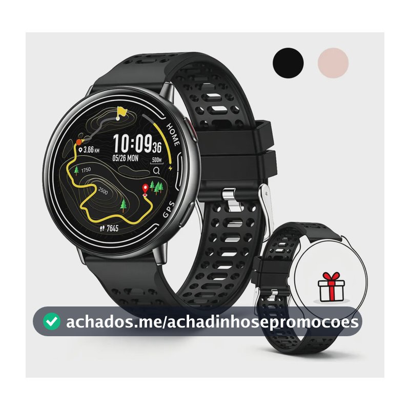 Smartwatch WGP KC100 com GPS, Tela AMOLED de 1.39" para Chamadas Bluetooth e Monitor de Saúde