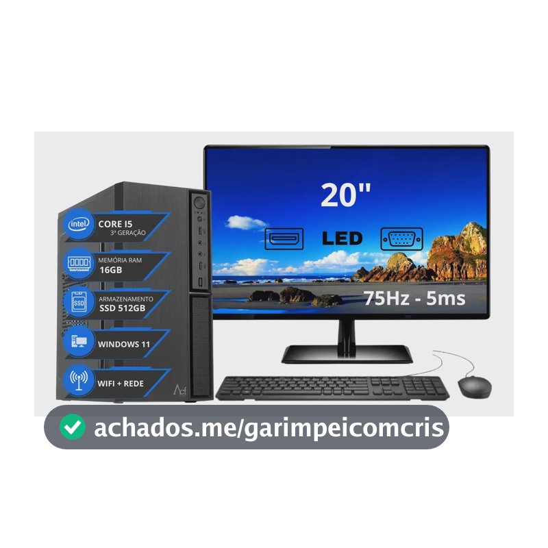 Computador Completo I5 16gb Ssd 512gb Monitor Mouse Teclado 512 Gb 16 Gb Intel Hd Graphics