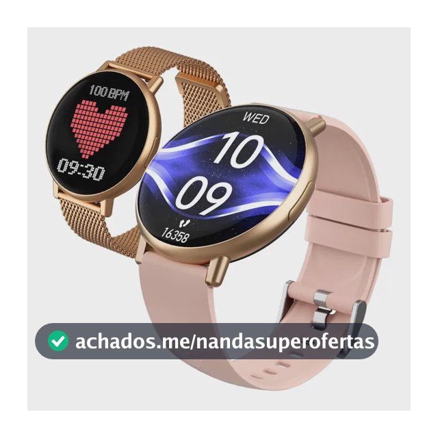 Smartwatch Forestory R1 Rosa com Tela 1.39" para Android e iOS e 2 Pulseiras