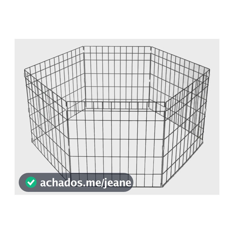 Cercadinho Dobrável Metal Pet 6 Painéis 50cm Altura Médio Preto