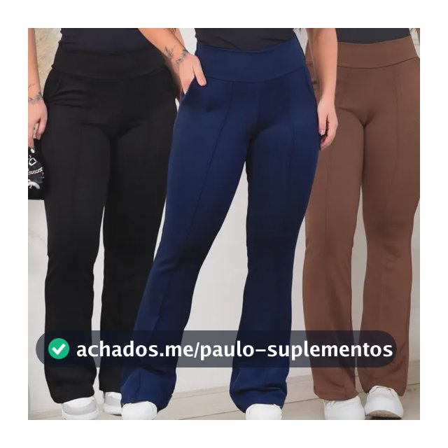 Kit 3 Calça Feminina Flare Bailarina Cintura Alta Com Bolsos