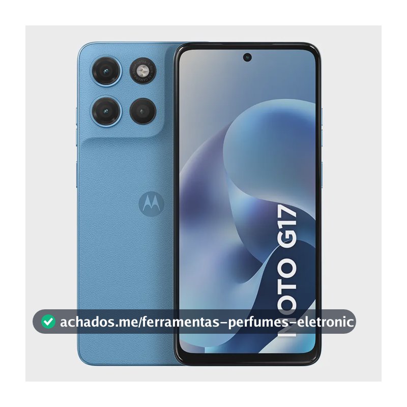 Smartphone Motorola Moto G17 4g - 256gb 4gb Ram + 8gb Ram Boost, Camera 50mp Sony Lytia 600, Tela Fhd+ 60hz, Bateria 5200 Mah - Azul