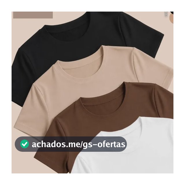 Kit 4 Blusas Feminina Suplex Estilosa T Shirt Básica Casual Preto + Branco + Marrom + Nude Liso G/gg (40-42)