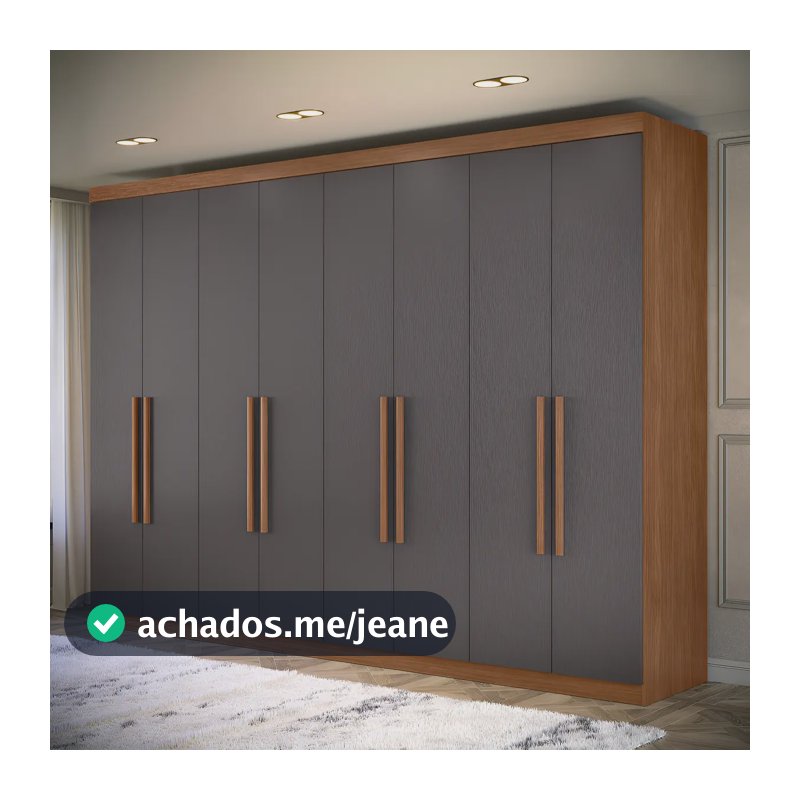 Guarda Roupa Casal Grande Master New 8 Portas 4 Gavetas Cor Jatoba/Grafite