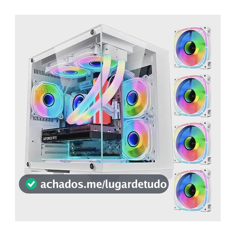 Gabinete Hayom Branco Gb1791 4 Fans Rgb Micro-atx Em Vidro