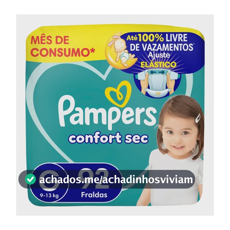 Fralda Pampers Confort Sec Tamanho G, 92 Un