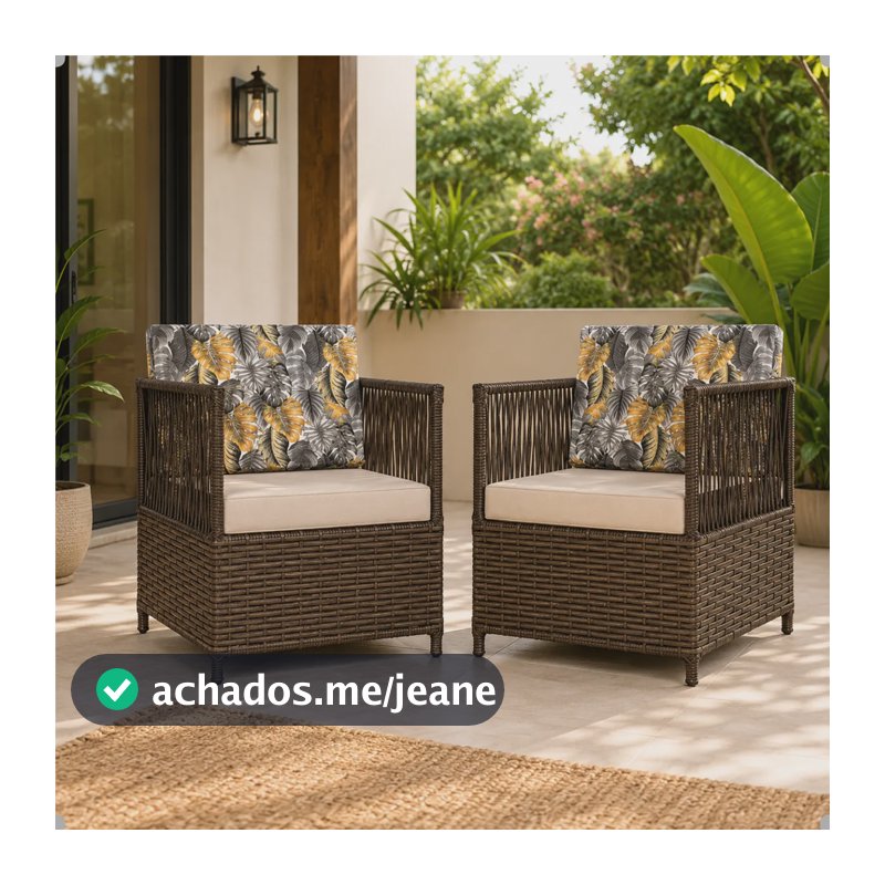 Conjunto Berlim Com 02 Poltronas De Junco Sintético A Escolha Do Cliente Trama Artesã