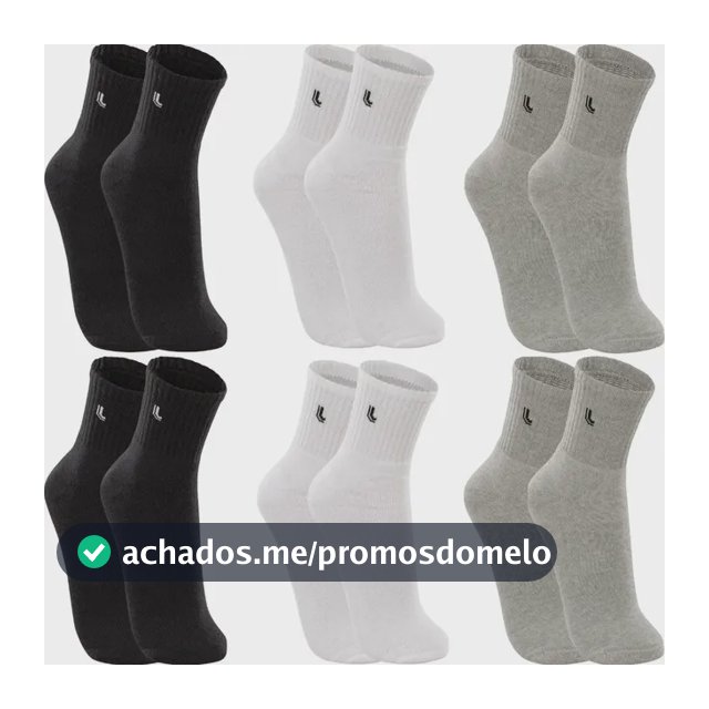 Kit 6 Pares Meias Lupo Cano Médio Esportivas Academia