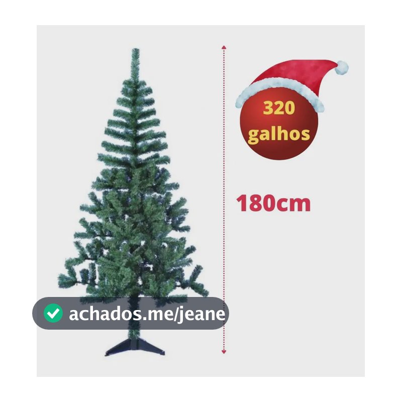 Árvore De Natal Pinheiro Verde Grande 1,80m 320 Galhos
