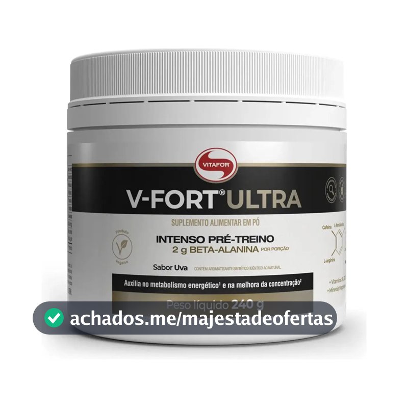 Pré Treino V-fort Ultra Vitafor Energia Performance (pt)240g Sabor Uva
